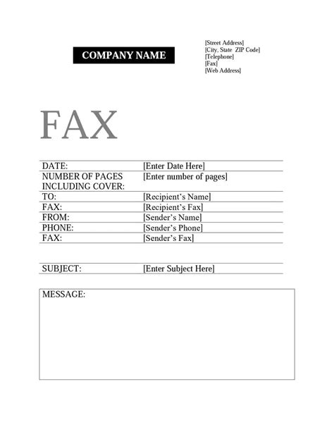 Fax Cover Letter Template For Word