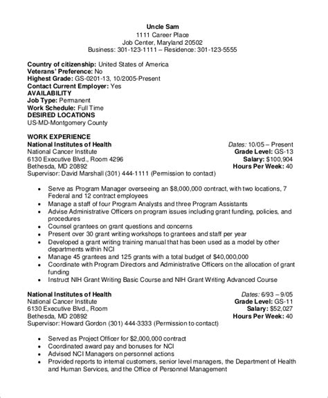 Federal Government Resume Template