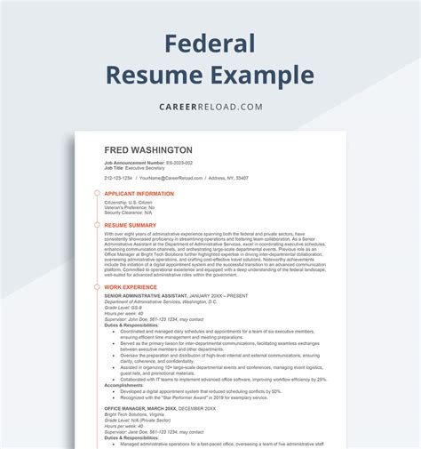 Federal Job Resume Template