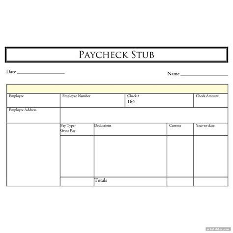 Fillable Paycheck Template