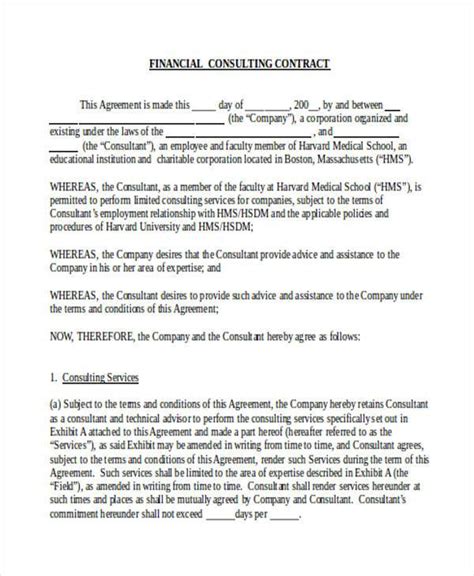Financial Agreement Contract Template