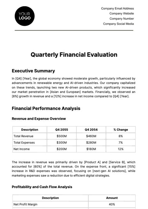 Financial Evaluation Template