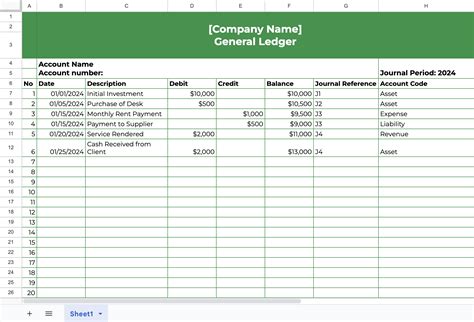 Financial Ledger Printable Ledger Template