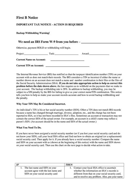 First B Notice Form Template Word