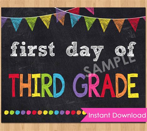 First Day Of 3rd Grade Printable 2018