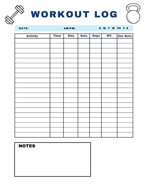 Fitness Log Template