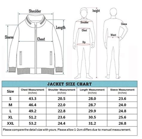 Fleece Jacket Size Chart