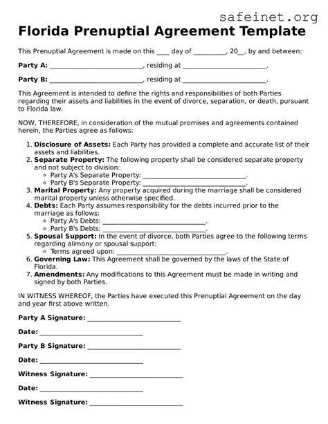 Florida Prenup Template