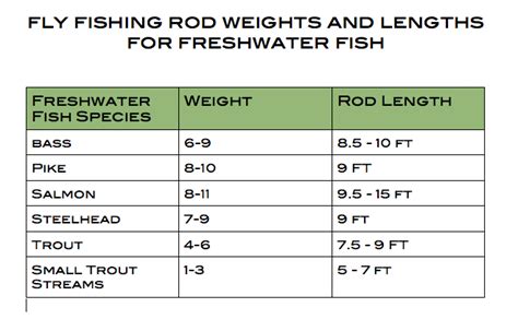 Fly Rod Wt Chart
