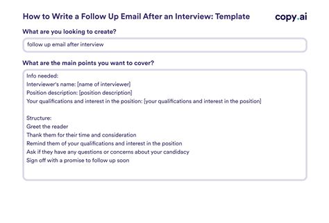 Follow Up After Interview Template