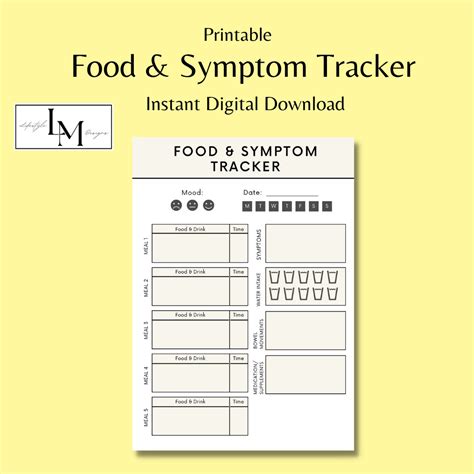 Food And Symptom Tracker Printable