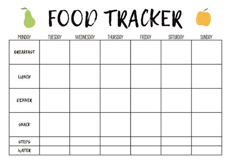 Food Calendar Template