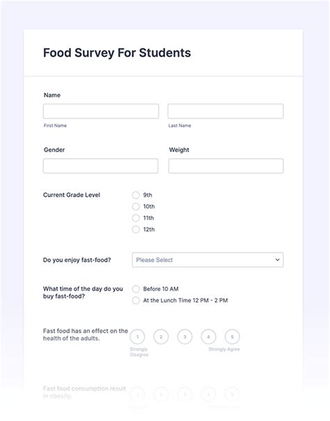Food Survey Template