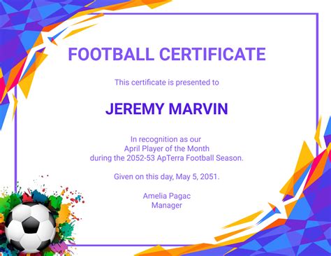 Football Certificate Templates