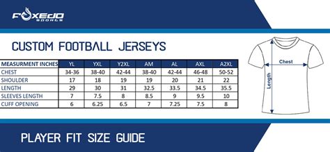 Football Jersey Number Size Chart