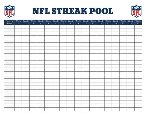 Football Pick Em Pool Weekly Printable Sheet