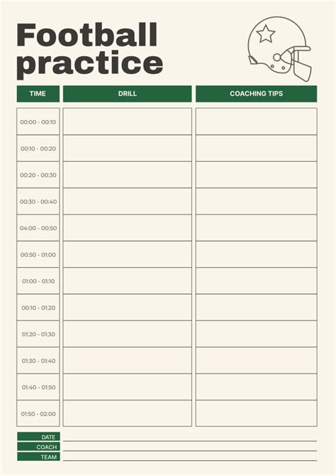 Football Practice Schedule Template
