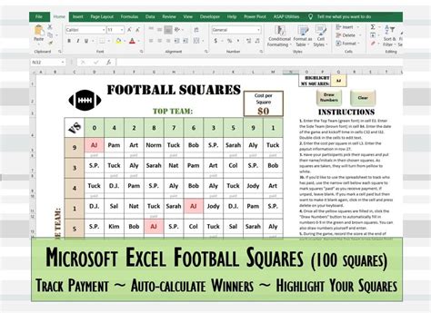 Football Squares Template Excel