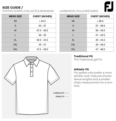 Footjoy Polo Size Chart