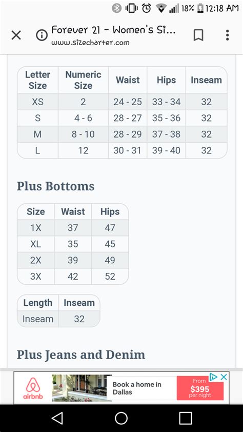 Forever 21 Denim Size Chart
