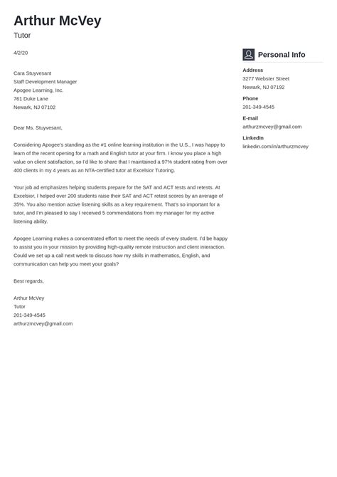 Formal Cover Letter Template