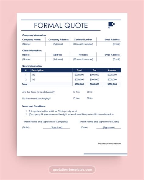 Formal Quotation Template
