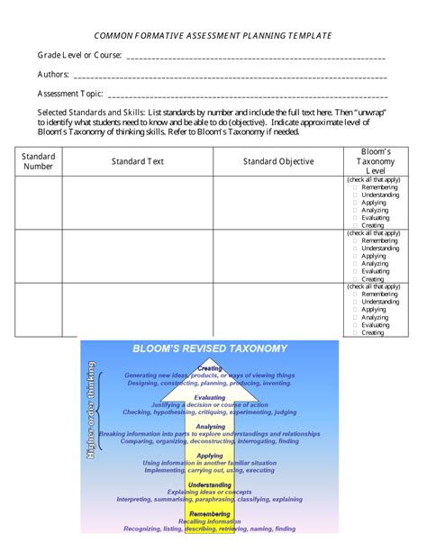 Formative Assessment Template