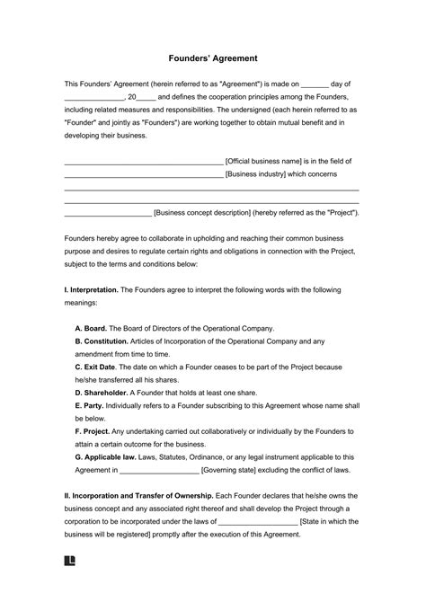 Founders Agreement Template
