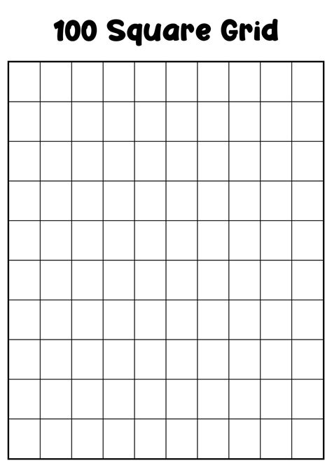 Free 100 Square Grid Printable