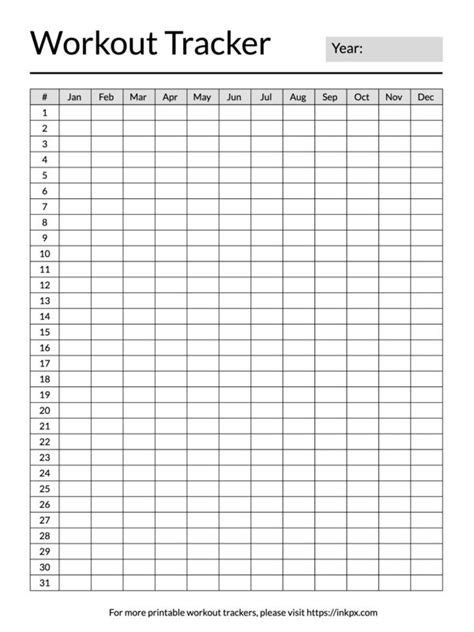 Free 2024 Workout Tracker Printable