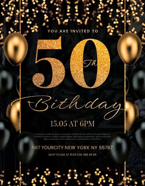 Free 50th Birthday Invite Template