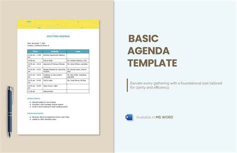 Free Agenda Template Word