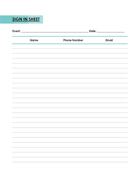 Free Appointment Sign In Sheet Template Word
