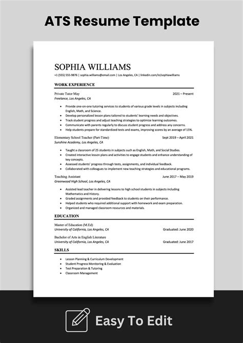 Free Ats Friendly Resume Template Download