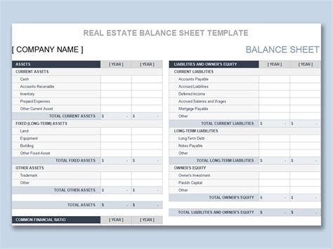 Free Balance Sheet Template Excel