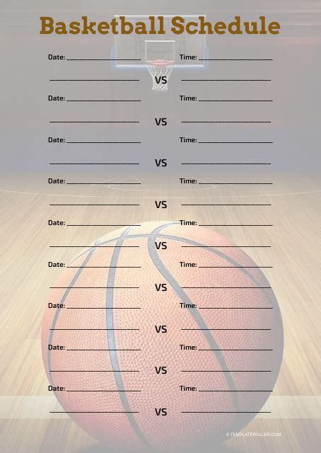 Free Basketball Schedule Template