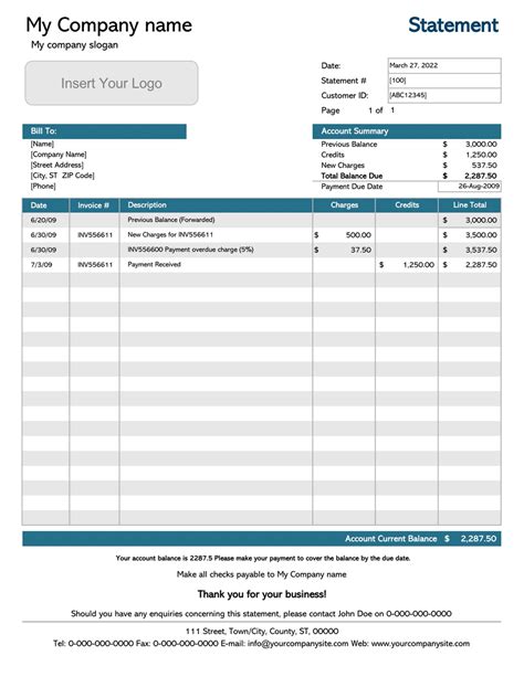Free Billing Statement Template