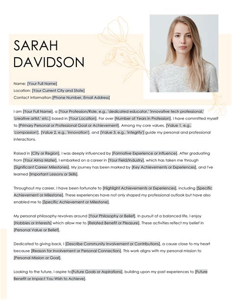 Free Biography Template Word