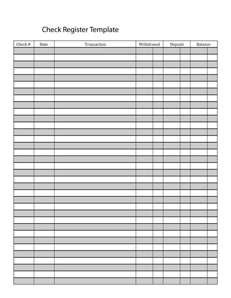 Free Blank Check Register Printable