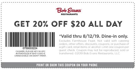 Free Bob Evans Coupons In-store Printable
