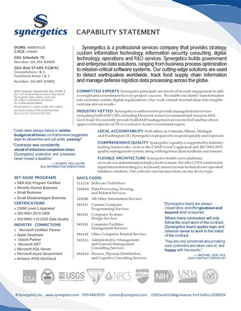 Free Capability Statement Template