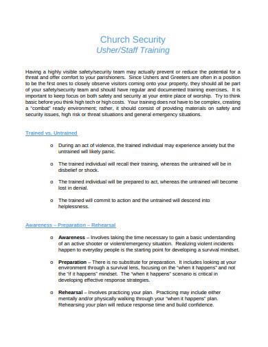 Free Church Security Plan Template