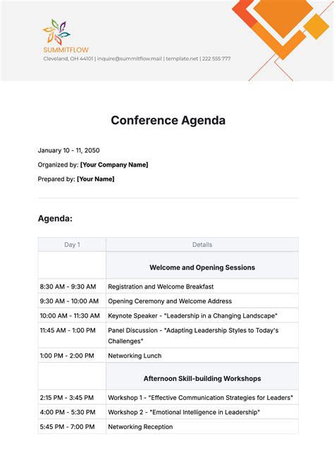 Free Conference Agenda Template