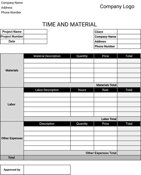 Free Construction Time And Material Template