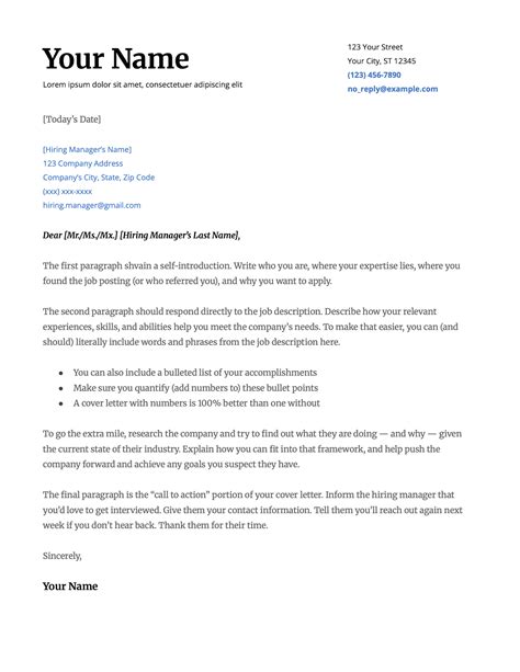 Free Cover Letter Template Google Docs