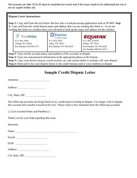 Free Credit Dispute Letter Template