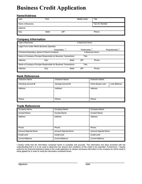 Free Customer Credit Application Template