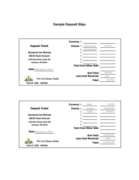 Free Deposit Slip Template