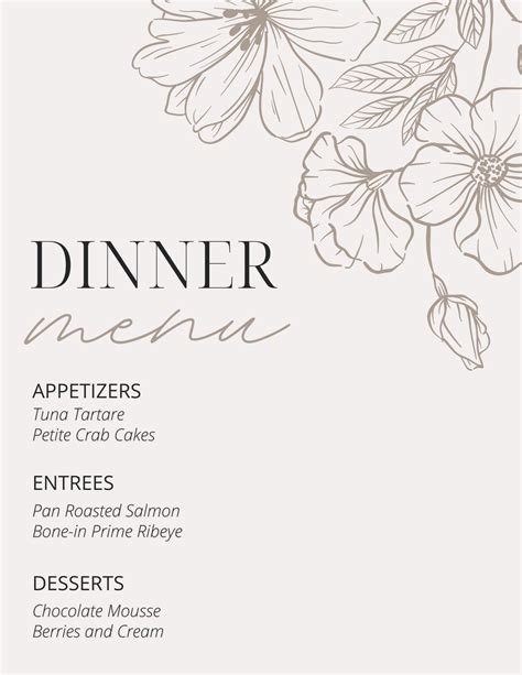 Free Dinner Menu Template