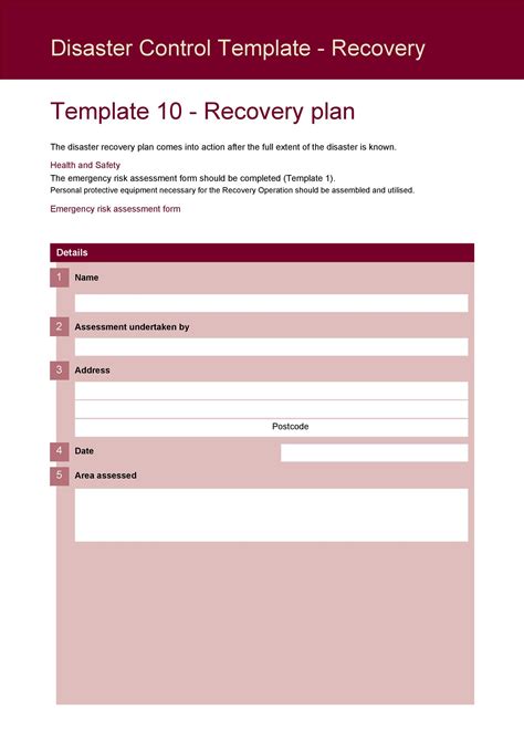 Free Disaster Recovery Template
